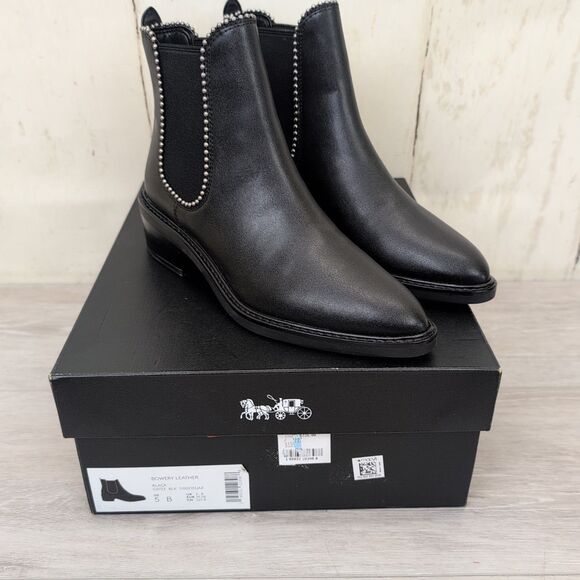 COACH Bowery Leather Chelsea Boots in Black Women’s Size 5 B New Open Box - Picture 1 of 13